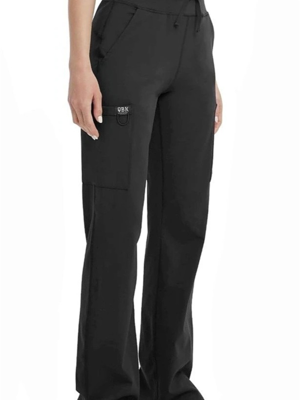 QBK Cargo Scrub Pants for Women Black Size 3XL